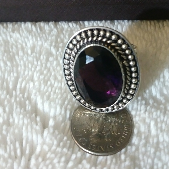 Jewelry - Genuine African Amethyst 925 Silver Ring💜💛